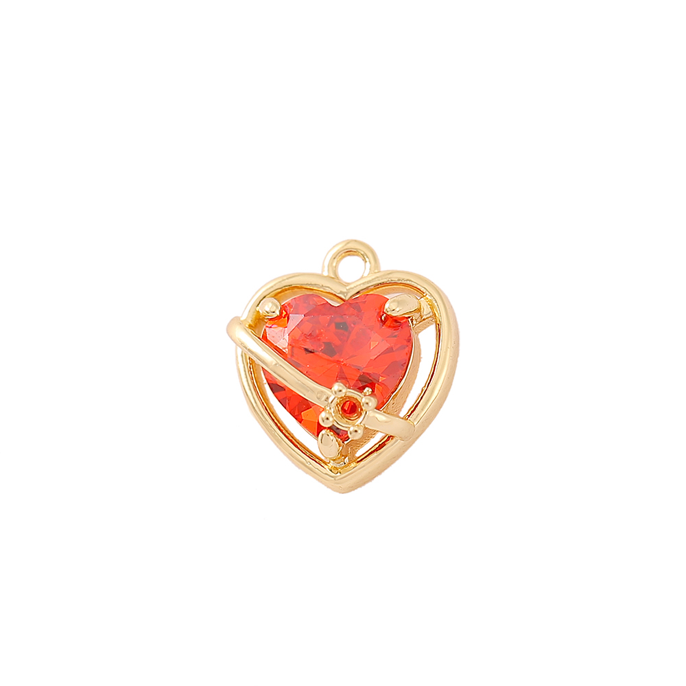 1 Piece 11*13mm Copper Zircon 18K Gold Plated Heart Shape Polished Pendant display picture 7