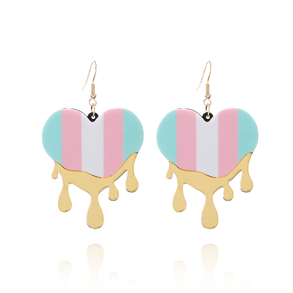 1 Pair Cute Lady Sweet Rainbow Heart Shape Heart Arylic Drop Earrings display picture 4