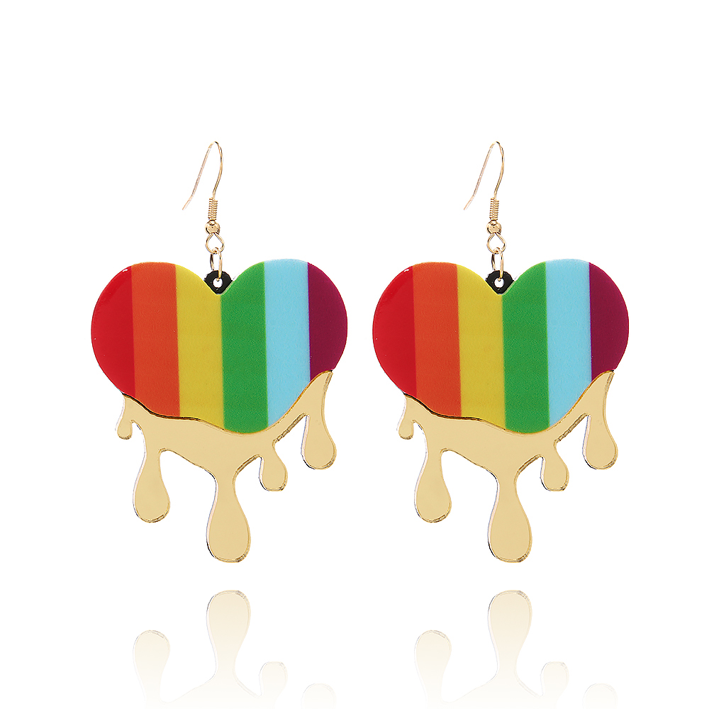 1 Pair Cute Lady Sweet Rainbow Heart Shape Heart Arylic Drop Earrings display picture 1