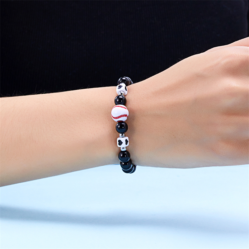 Wholesale Jewelry Vacation Simple Style Sports Ball Basketball Football Resin Beaded Bracelets display picture 3