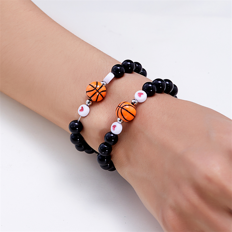 Wholesale Jewelry Vacation Simple Style Sports Ball Basketball Football Resin Beaded Bracelets display picture 6