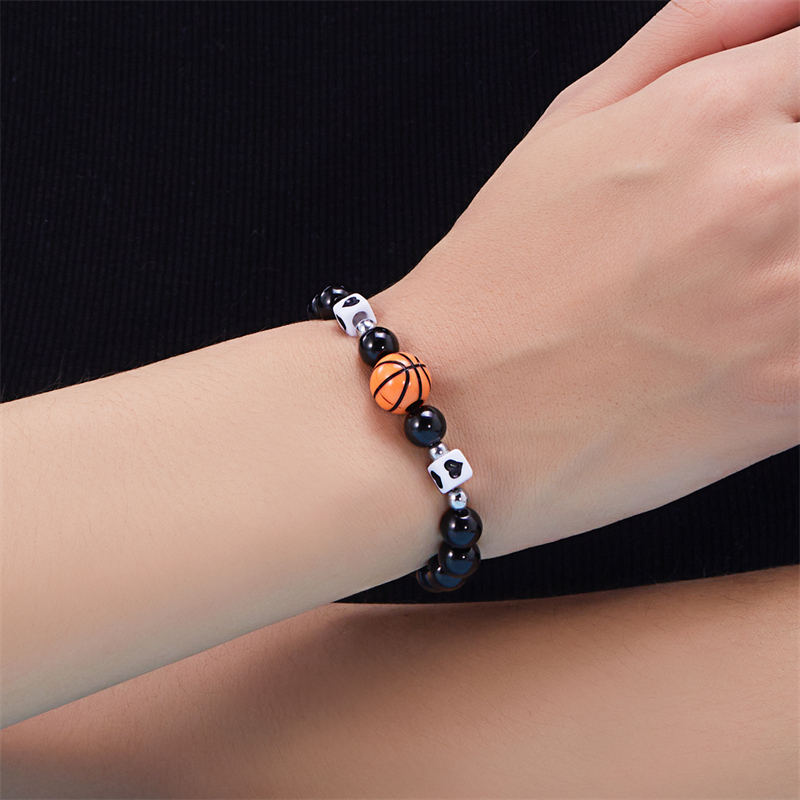 Wholesale Jewelry Vacation Simple Style Sports Ball Basketball Football Resin Beaded Bracelets display picture 5