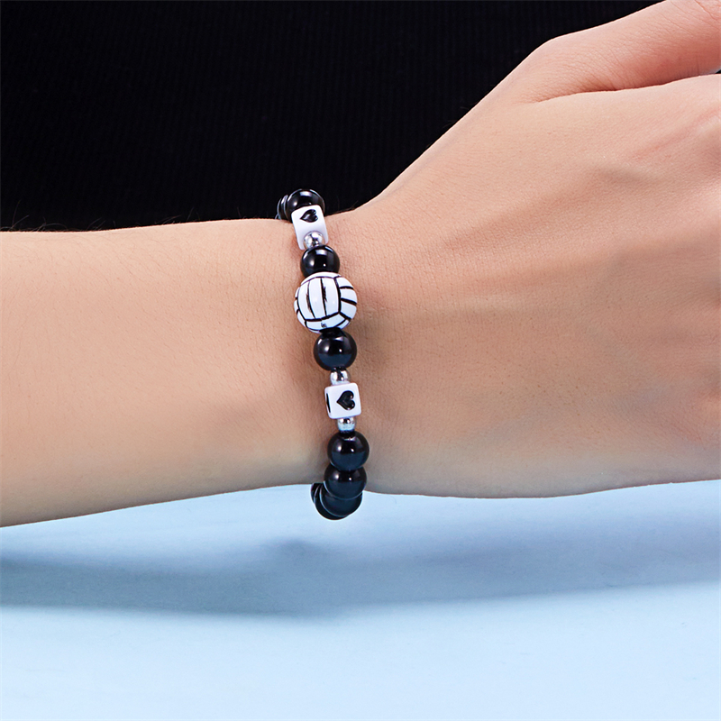 Wholesale Jewelry Vacation Simple Style Sports Ball Basketball Football Resin Beaded Bracelets display picture 9