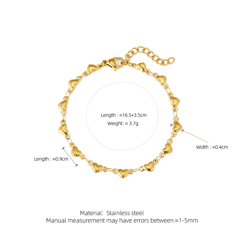 Edelstahl 304 18 Karat Vergoldet Vintage-Stil Süss Pendeln Herzform Armbänder Halskette display picture 1