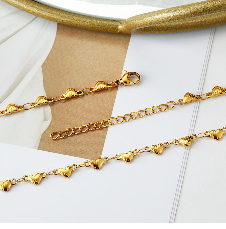 Edelstahl 304 18 Karat Vergoldet Vintage-Stil Süss Pendeln Herzform Armbänder Halskette display picture 9