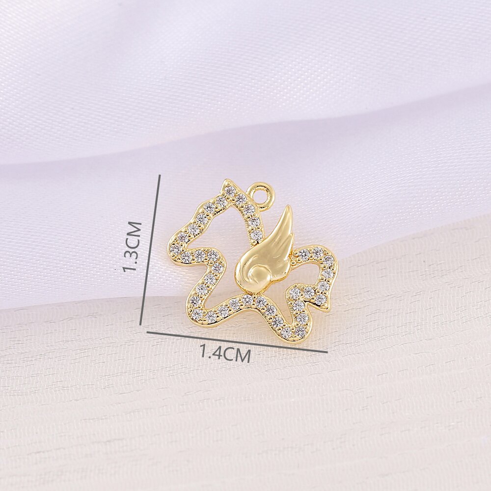 1 Piece 14*13MM Copper Zircon 18K Gold Plated Horse Polished Pendant display picture 2