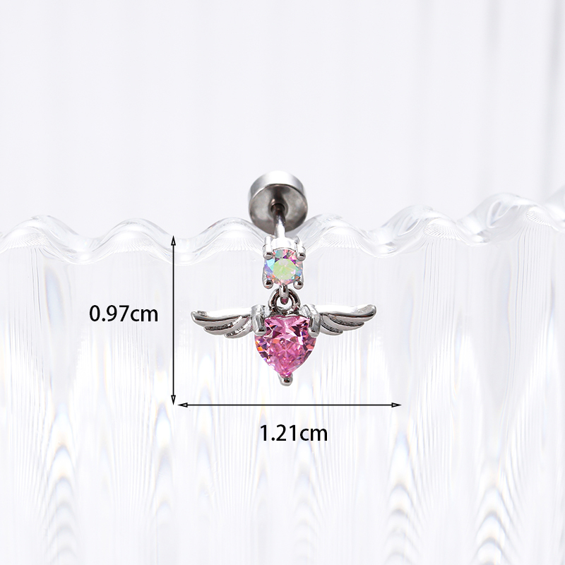 1 Piece IG Style Elegant Lady Heart Shape Wings Inlay Copper Zircon Drop Earrings display picture 1