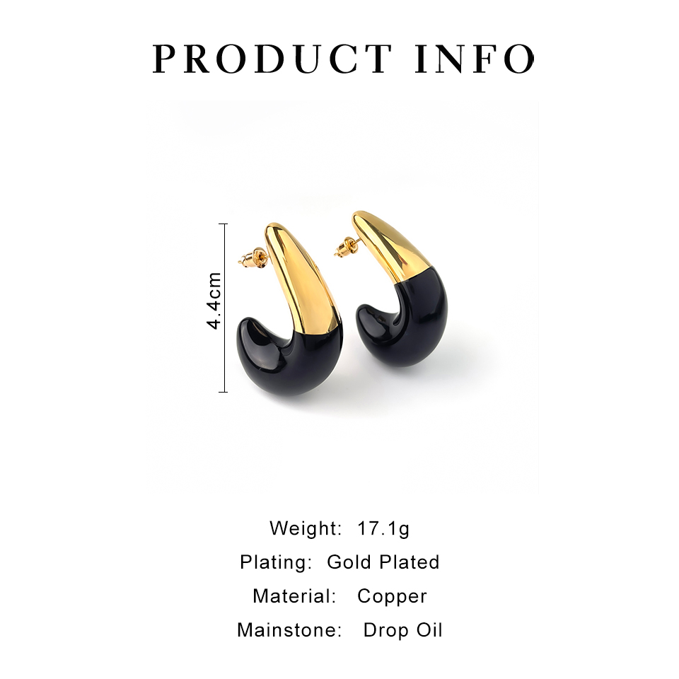 1 Pair Exaggerated Simple Style Geometric Enamel Copper 14K Gold Plated Ear Studs display picture 1