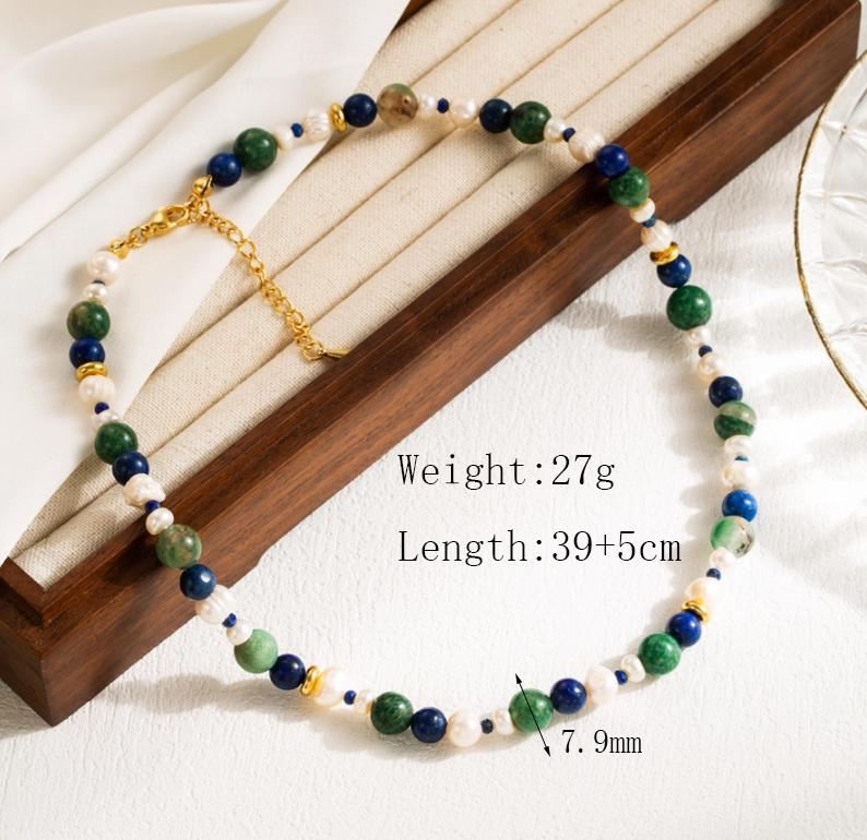 Elegant Beach Tropical Geometric 304 Stainless Steel Natural Pearls Vary In Size, Please Consider Carefully Before Ordering! Natural Stone 18K Gold Plated Necklace In Bulk display picture 2