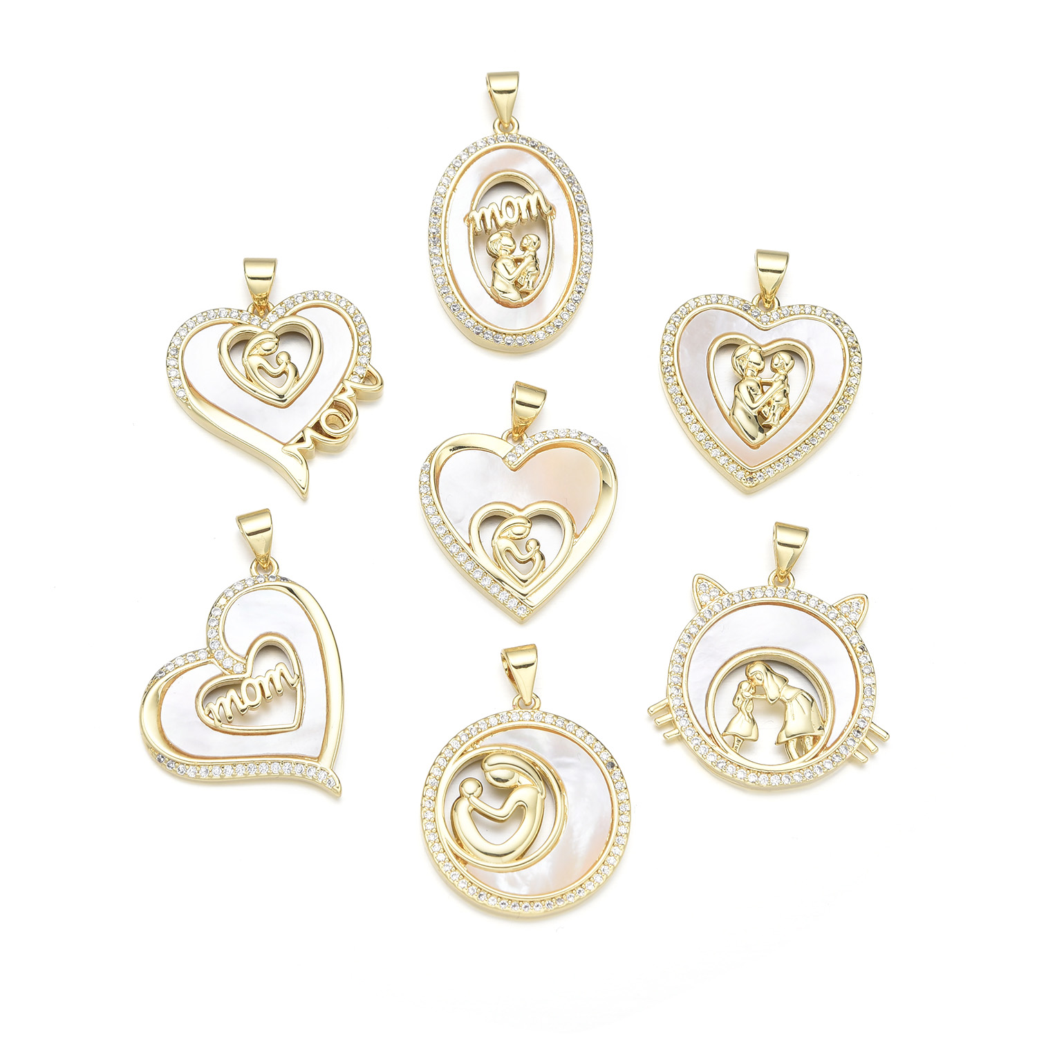 1 Piece Copper Shell Zircon 18K Gold Plated Human Heart Shape Polished Pendant display picture 1