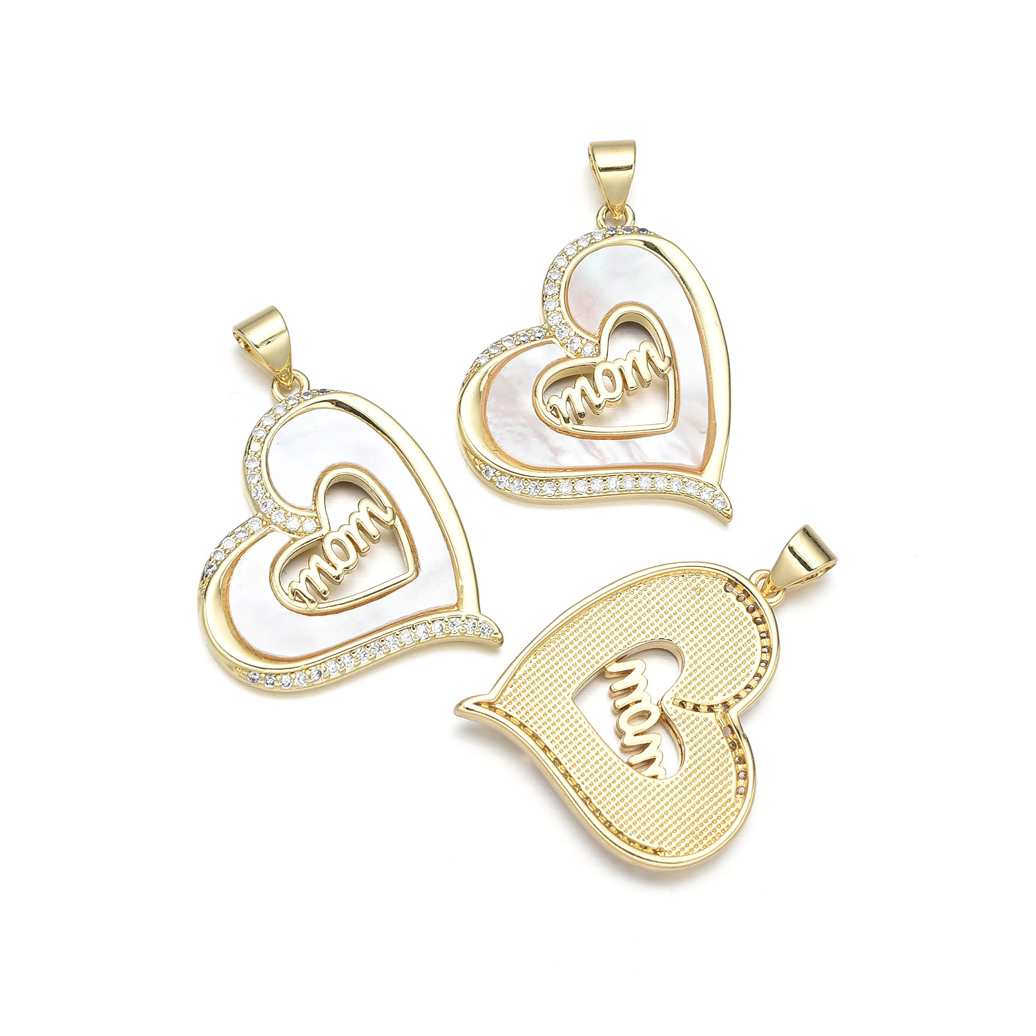 1 Piece Copper Shell Zircon 18K Gold Plated Human Heart Shape Polished Pendant display picture 3