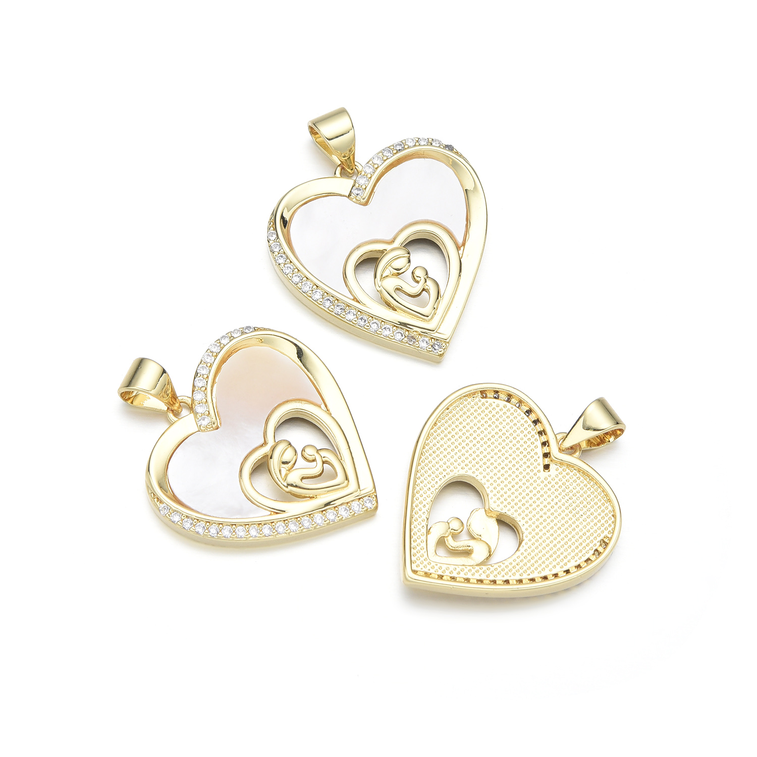 1 Piece Copper Shell Zircon 18K Gold Plated Human Heart Shape Polished Pendant display picture 4
