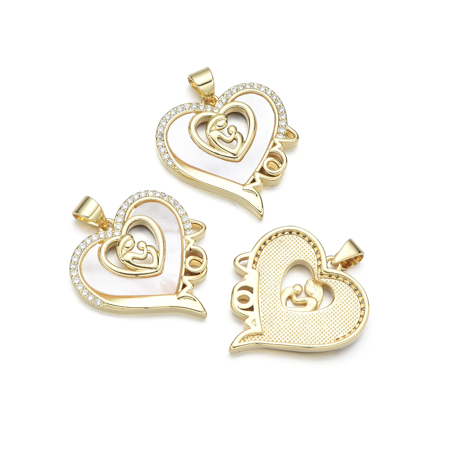 1 Piece Copper Shell Zircon 18K Gold Plated Human Heart Shape Polished Pendant display picture 5