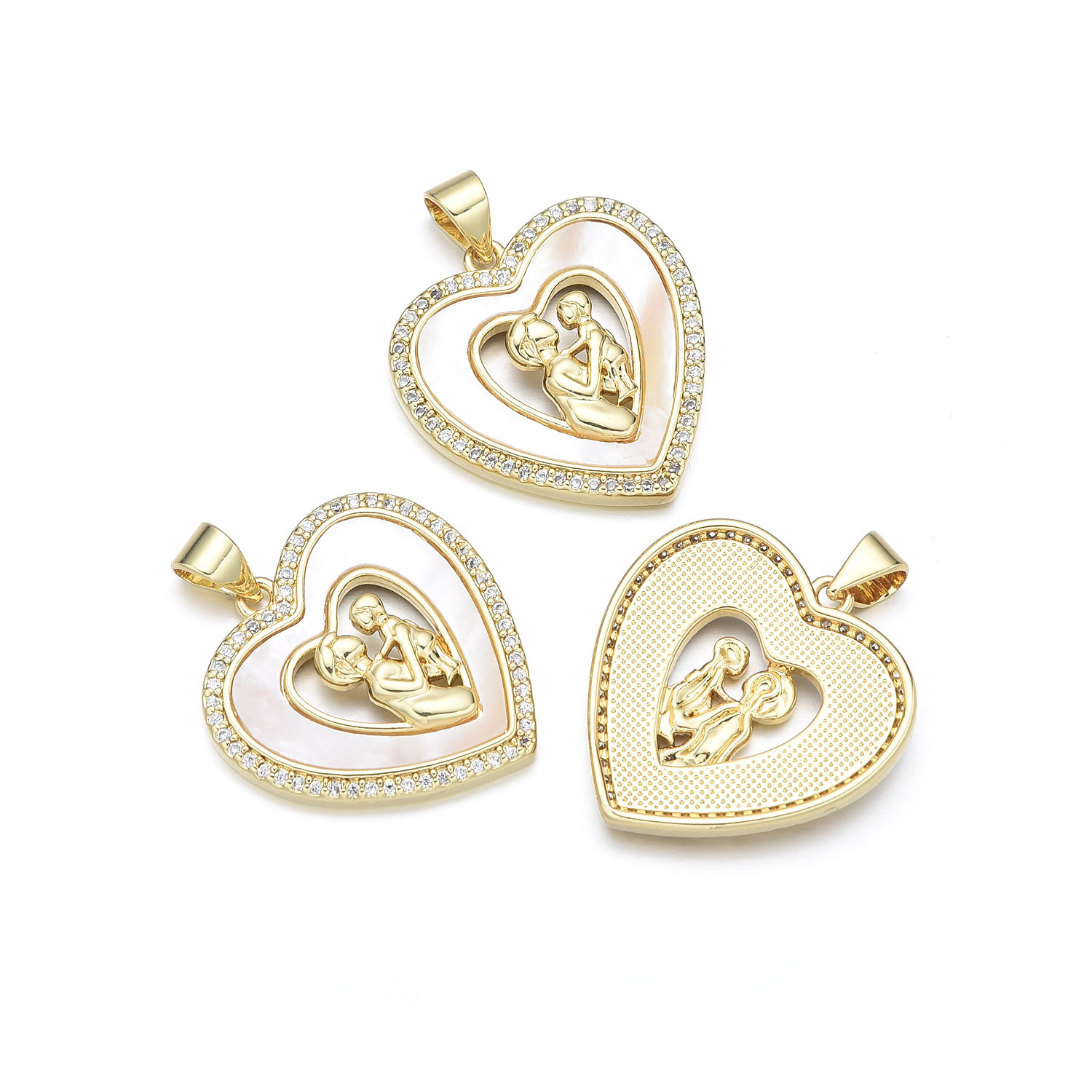1 Piece Copper Shell Zircon 18K Gold Plated Human Heart Shape Polished Pendant display picture 8