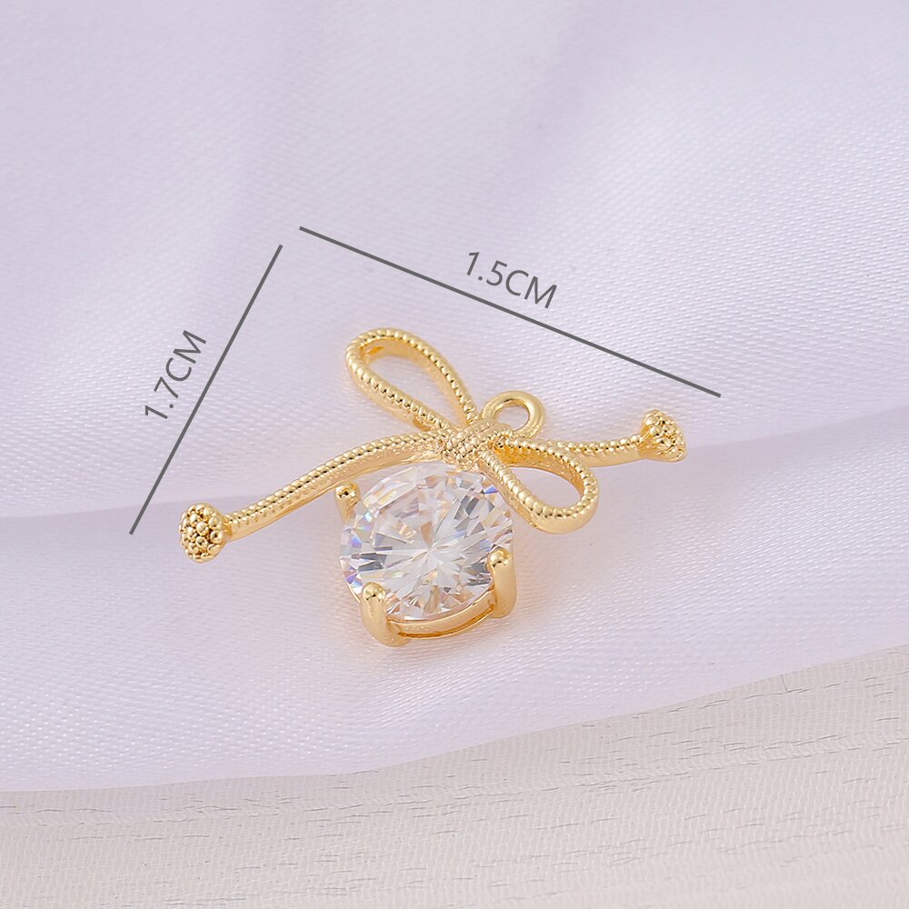 1 Piece 15*17mm Copper Zircon 18K Gold Plated Bow Knot Polished Pendant display picture 2