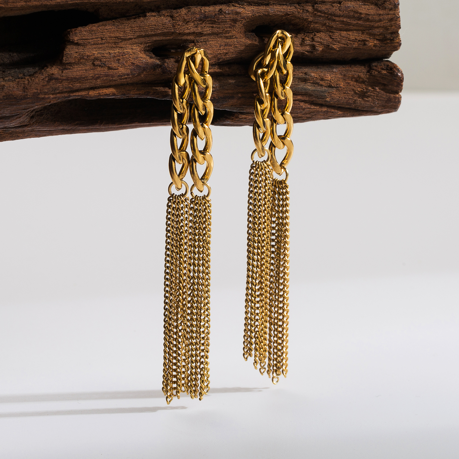1 Pair Basic Modern Style Classic Style Tassel Chain Plating Inlay 304 Stainless Steel Artificial Pearls 18K Gold Plated Drop Earrings display picture 2