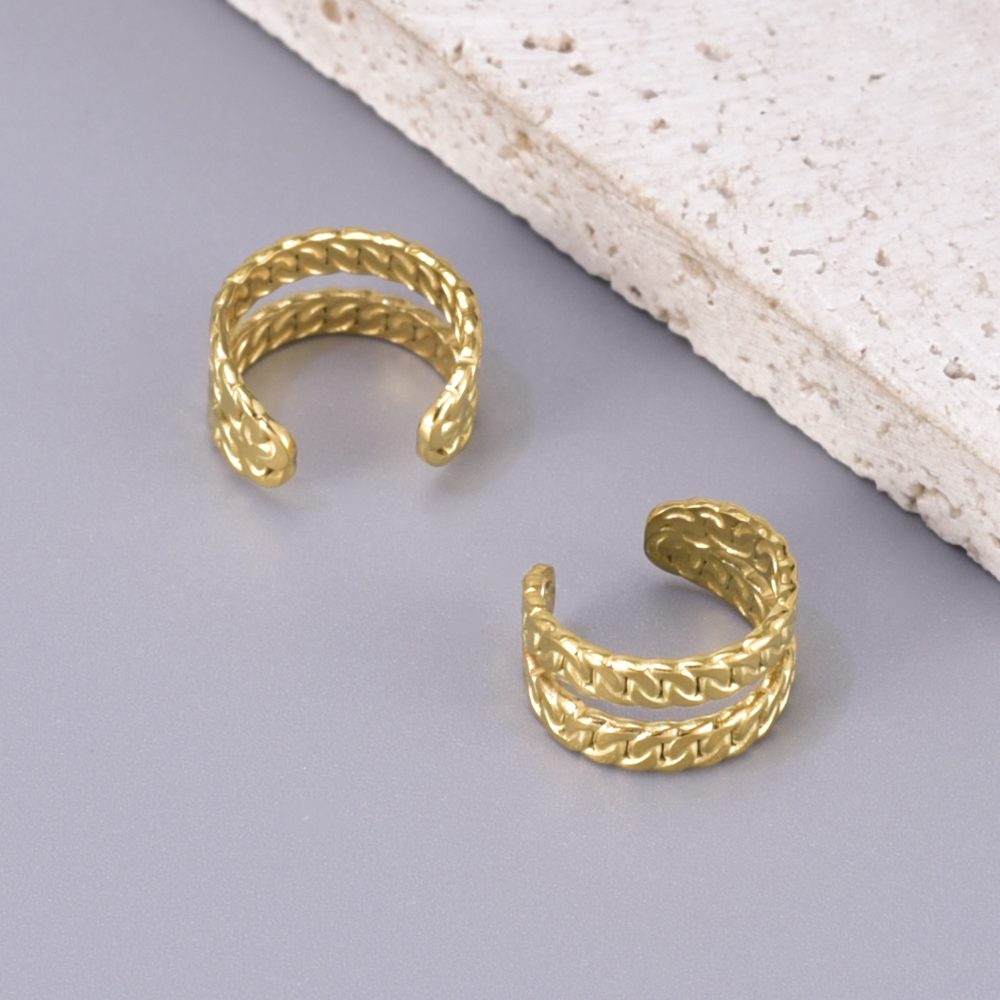 1 Pair Simple Style Classic Style Solid Color Plating 304 Stainless Steel Titanium Steel 18K Gold Plated Ear Cuffs display picture 4