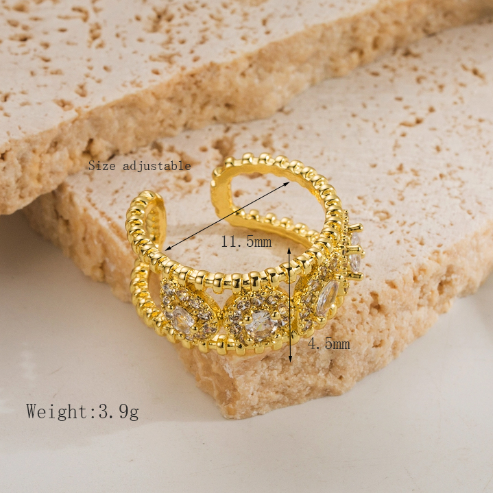 Le Cuivre Plaqué Or 18K Élégant Ouverture Réglable Géométrique Anneaux Bracelet display picture 2