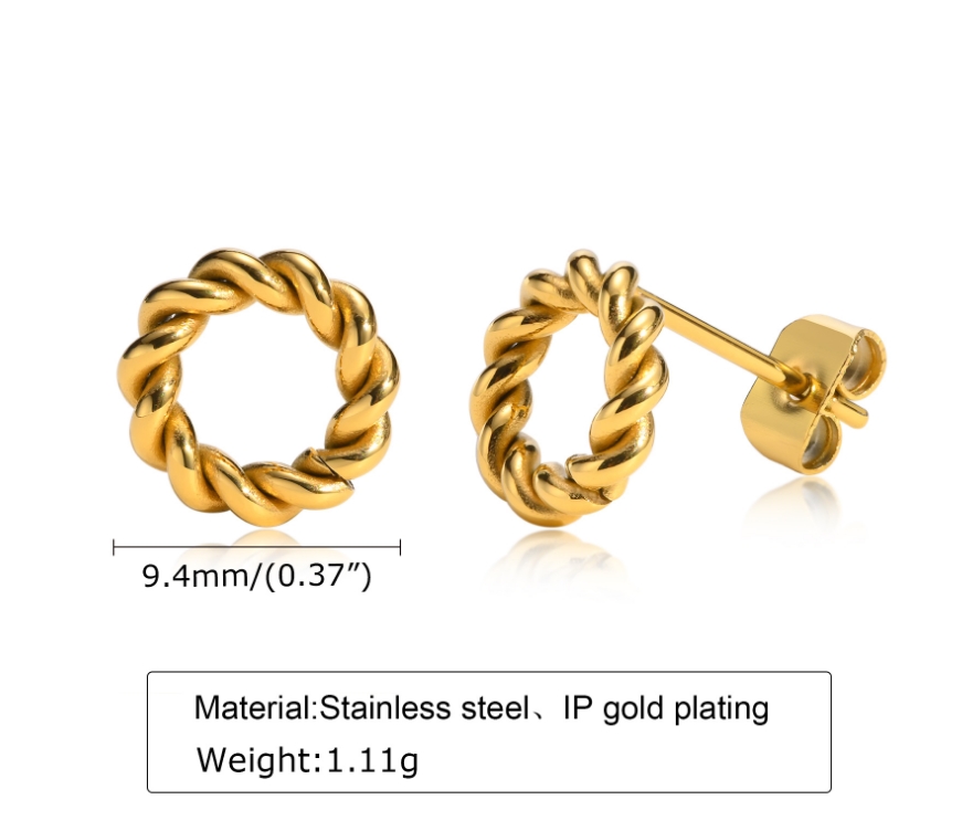 1 Pair Simple Style Classic Style Solid Color Plating 304 Stainless Steel Titanium Steel 18K Gold Plated Ear Studs display picture 1