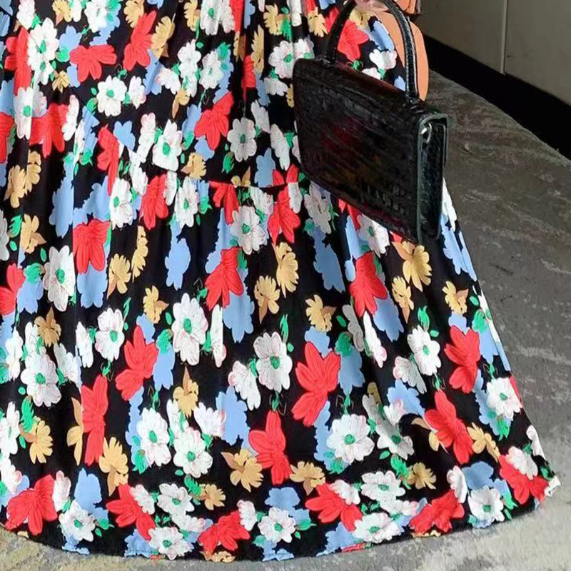 Frau Tee-Kleid Elegant Ferien Bootshals Elastische Taille Aushöhlen Kurzarm Blume Midi-Kleid Lässig Draussen Täglich display picture 7