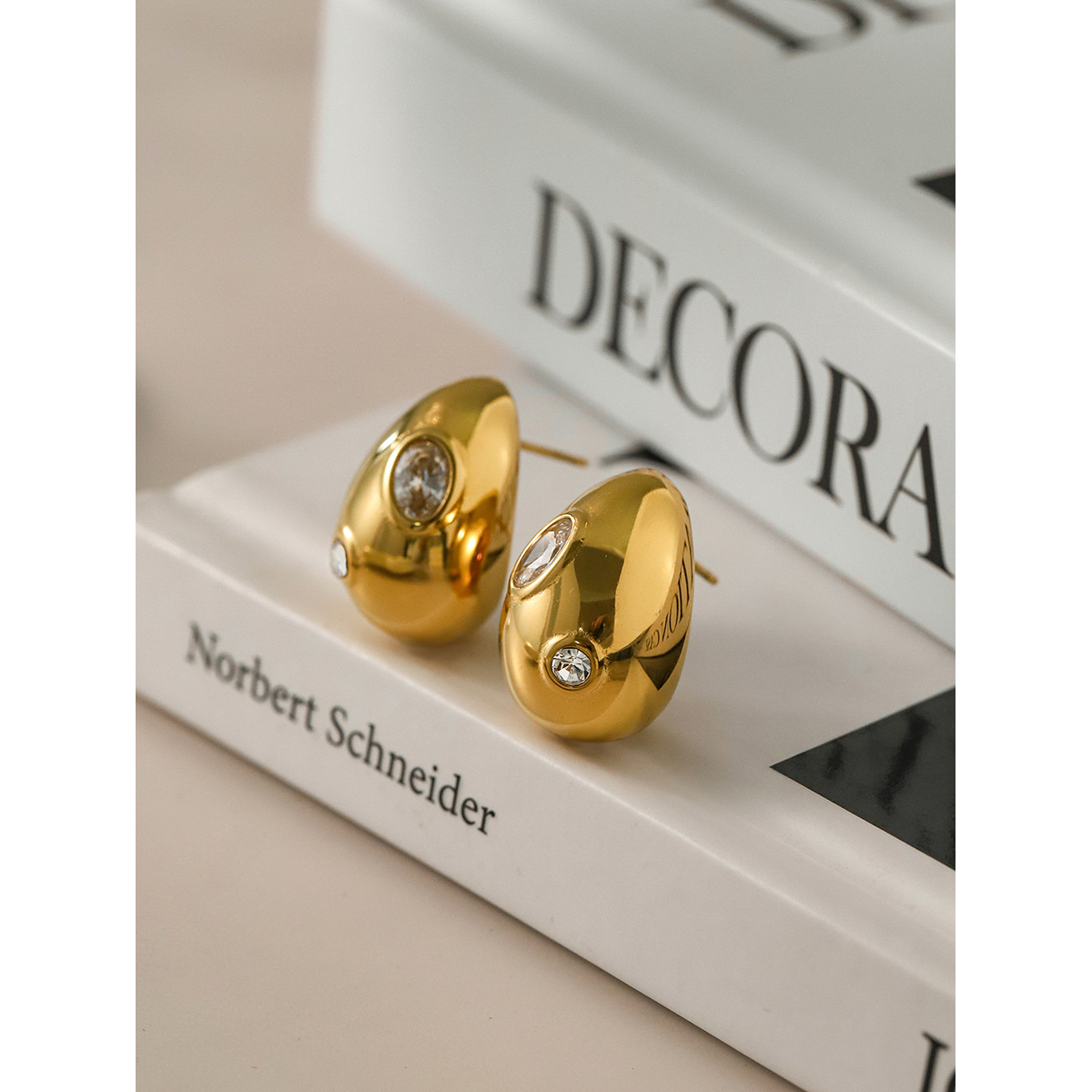 1 Pair Simple Style Classic Style Water Droplets Plating Inlay 316 Stainless Steel  Zircon 18K Gold Plated Ear Studs display picture 8