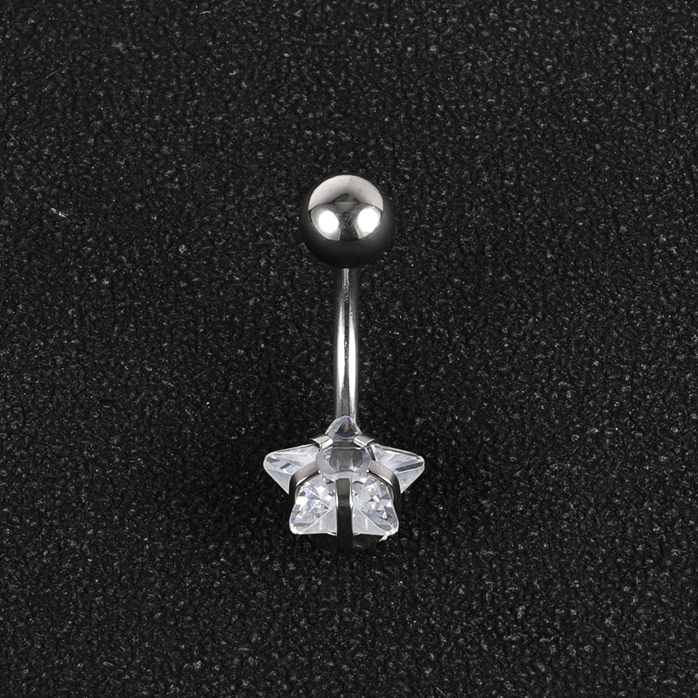 1 Piece Belly Rings IG Style Shiny Round Star Heart Shape 302 Stainless Steel Inlay Diamond Zircon Belly Rings display picture 15