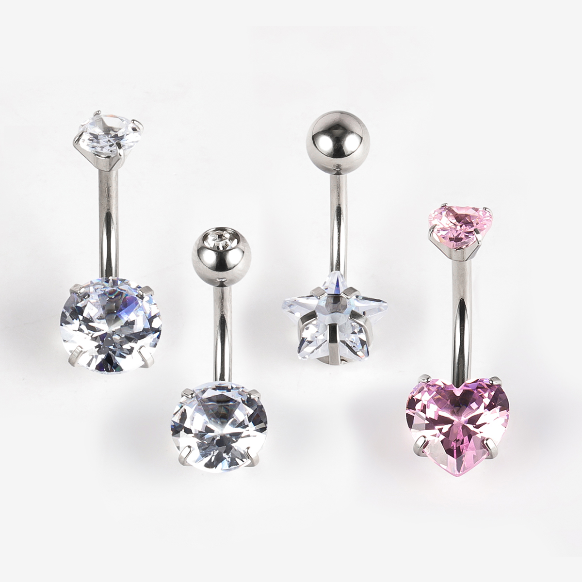 1 Piece Belly Rings IG Style Shiny Round Star Heart Shape 302 Stainless Steel Inlay Diamond Zircon Belly Rings display picture 17