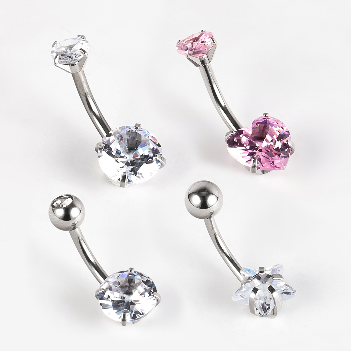 1 Piece Belly Rings IG Style Shiny Round Star Heart Shape 302 Stainless Steel Inlay Diamond Zircon Belly Rings display picture 18