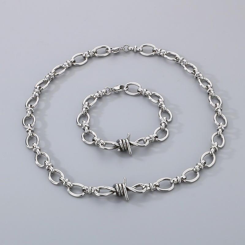 304 Stainless Steel Simple Style Knot Bracelets Necklace display picture 7