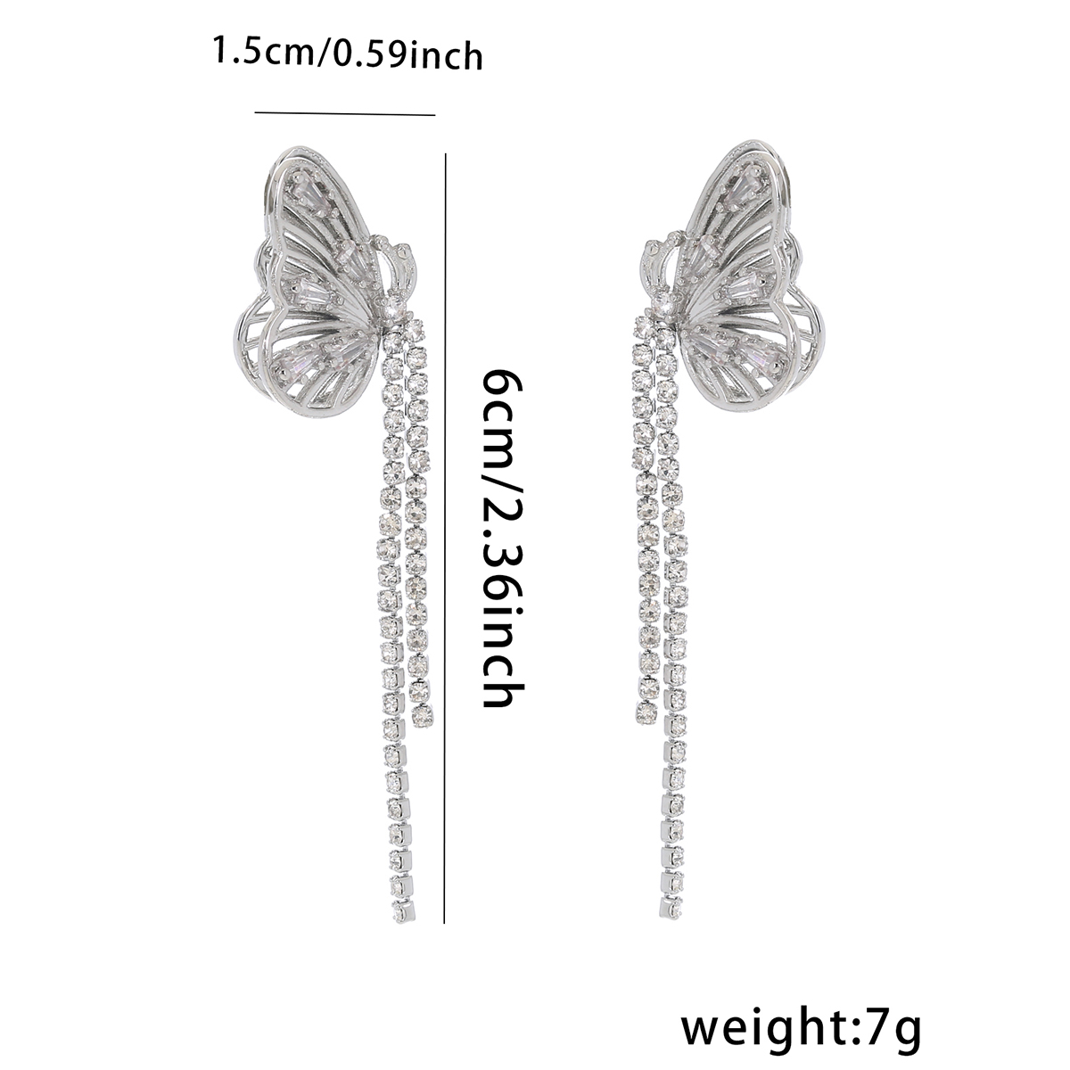 1 Paire Glamour Dame Brillant Papillon Papillon Le Cuivre Boucles D'oreilles display picture 2