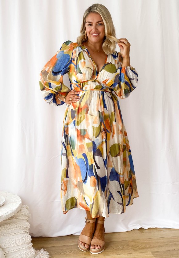 Women's Regular Dress Vacation V Neck Long Sleeve Ditsy Floral Maxi Long Dress Beach display picture 8
