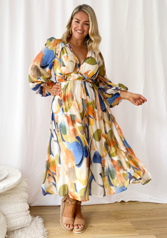 Women's Regular Dress Vacation V Neck Long Sleeve Ditsy Floral Maxi Long Dress Beach display picture 9
