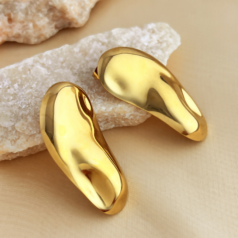 1 Pair Elegant Luxurious Simple Style Geometric Plating 304 Stainless Steel 18K Gold Plated Ear Studs display picture 5
