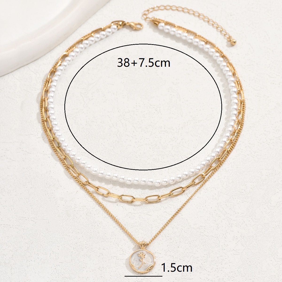 Casual Formal Solid Color Iron Beaded Women's Three Layer Necklace display picture 1