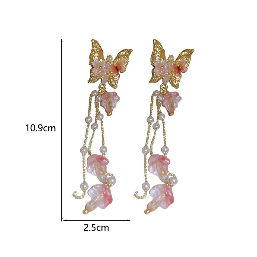 1 Pair Sweet Flower Butterfly Inlay Alloy Crystal Drop Earrings display picture 5