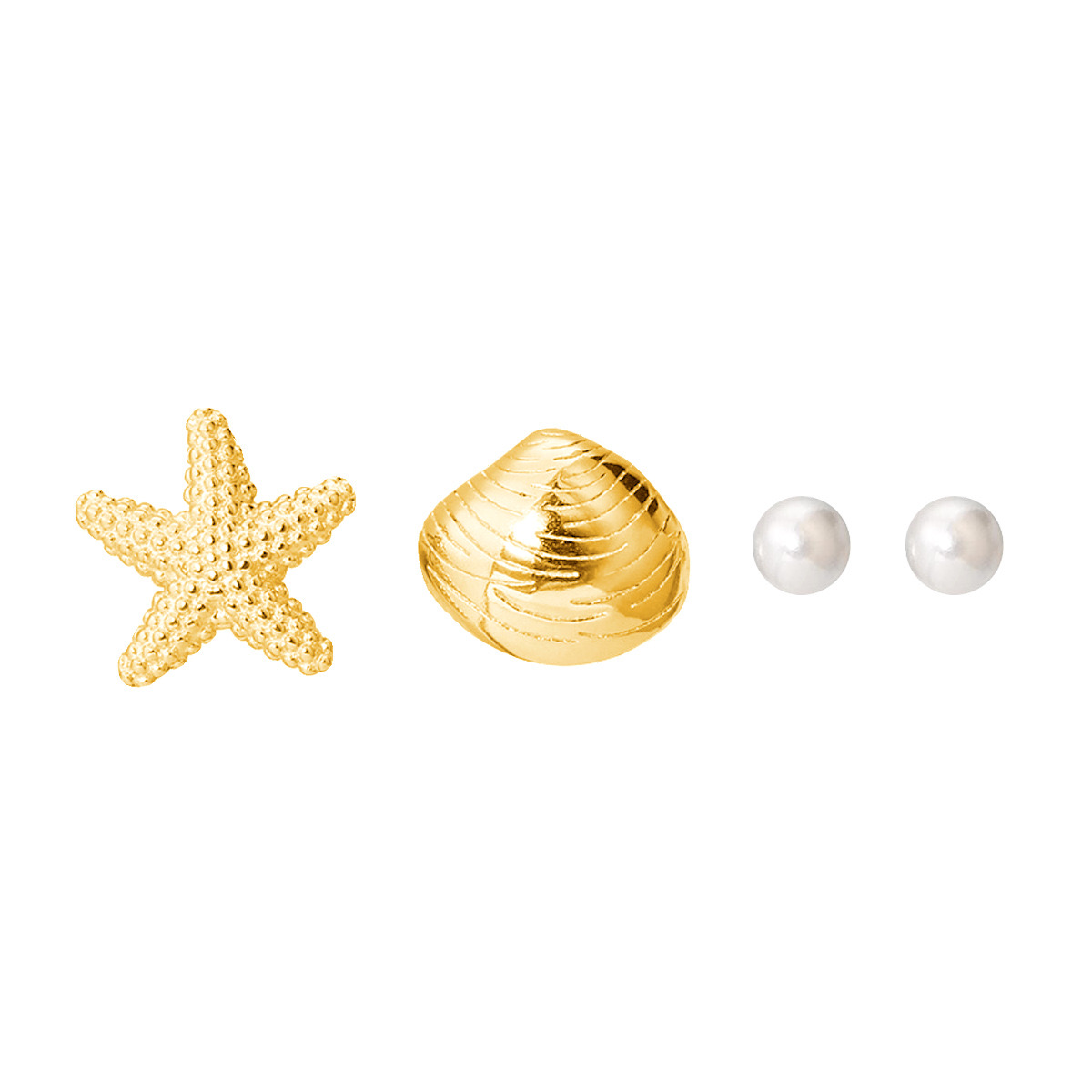 1 Set Simple Style Classic Style Starfish Inlay Zinc Alloy Pearl Ear Studs display picture 2