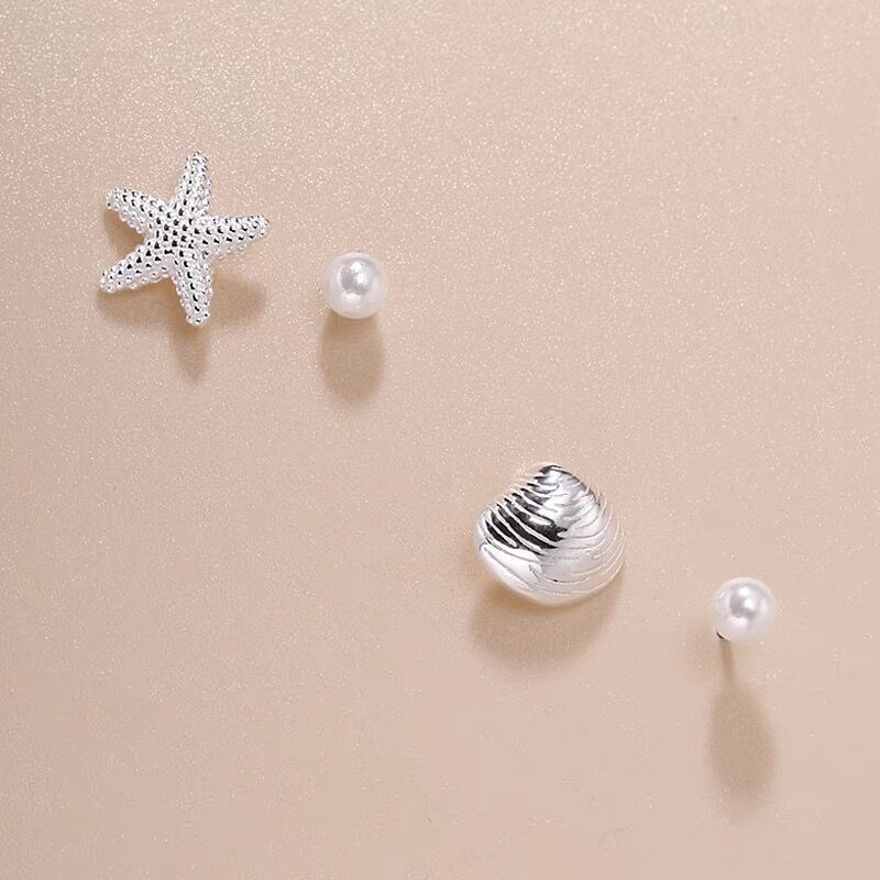 1 Set Simple Style Classic Style Starfish Inlay Zinc Alloy Pearl Ear Studs display picture 8