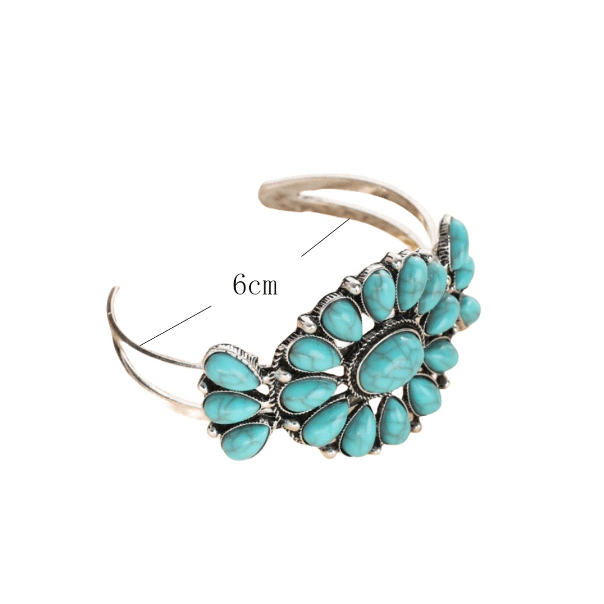 Wholesale Jewelry Hip-Hop Retro Cool Style Flower Alloy Turquoise Inlay Bangle display picture 1