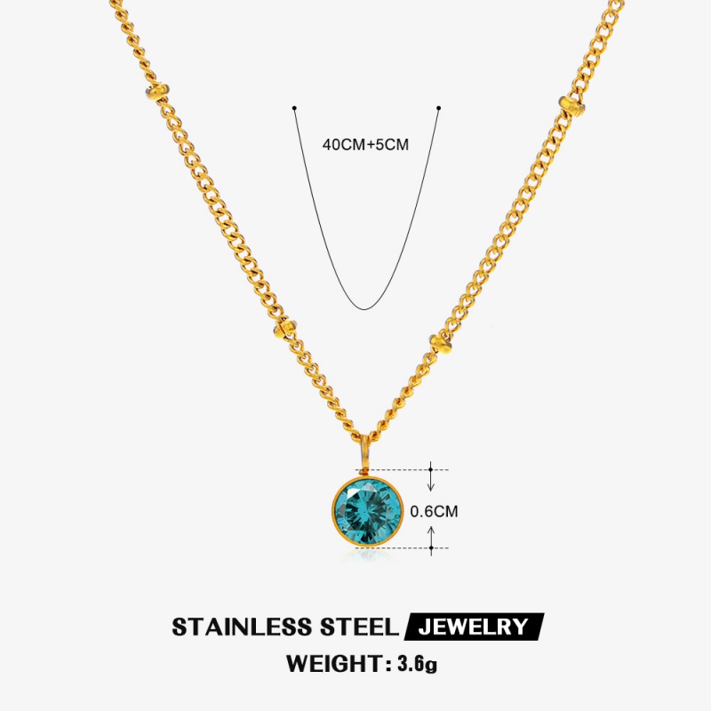 316 Stainless Steel  18K Gold Plated Simple Style Classic Style Plating Inlay Solid Color Artificial Rhinestones Pendant Necklace display picture 6