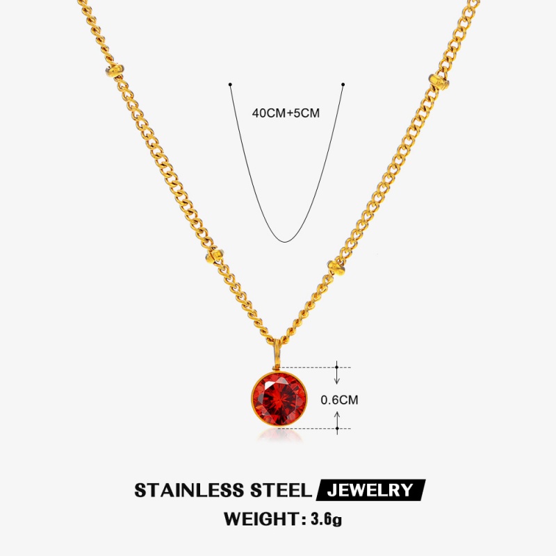 316 Stainless Steel  18K Gold Plated Simple Style Classic Style Plating Inlay Solid Color Artificial Rhinestones Pendant Necklace display picture 12