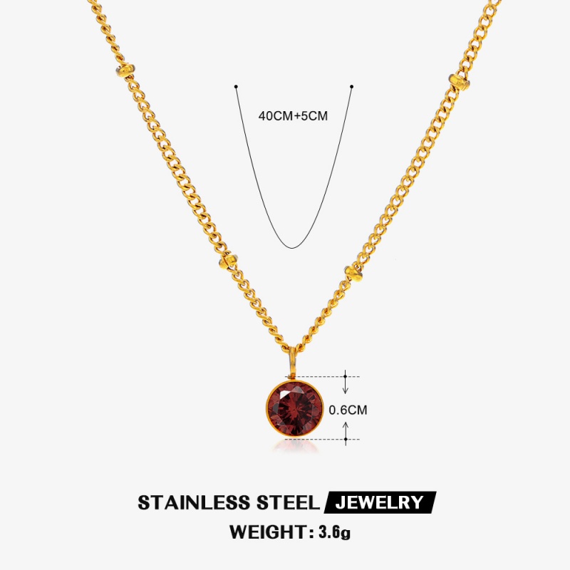 316 Stainless Steel  18K Gold Plated Simple Style Classic Style Plating Inlay Solid Color Artificial Rhinestones Pendant Necklace display picture 17