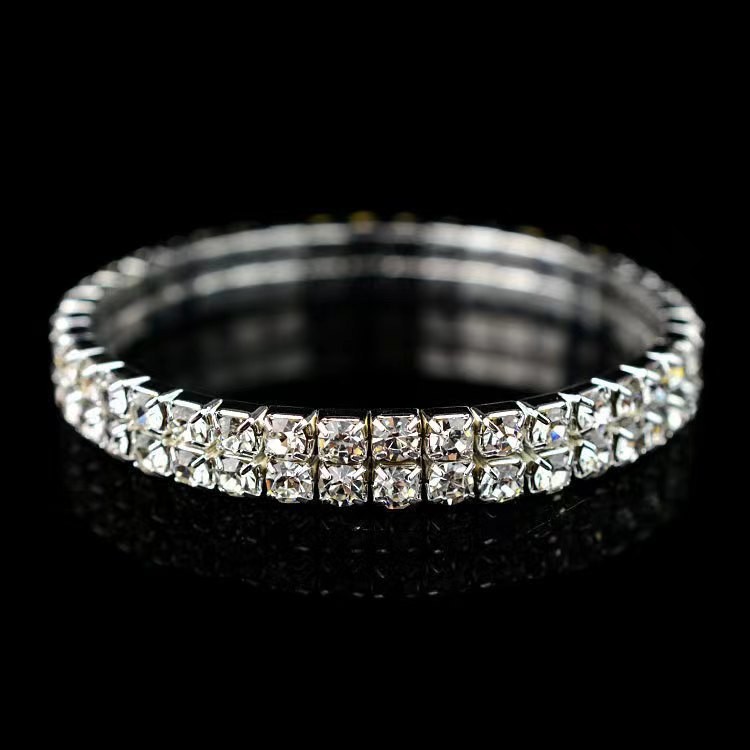 Wholesale Jewelry Simple Style Classic Style Solid Color Metal Iron Chain Rhinestones Inlay Bracelets display picture 1