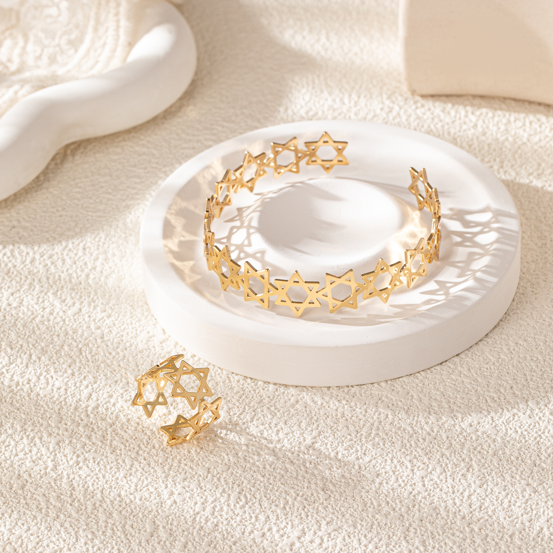 Elegant Romantic Commute Hexagram Star Alloy Wholesale Rings Bracelets Jewelry Set display picture 2