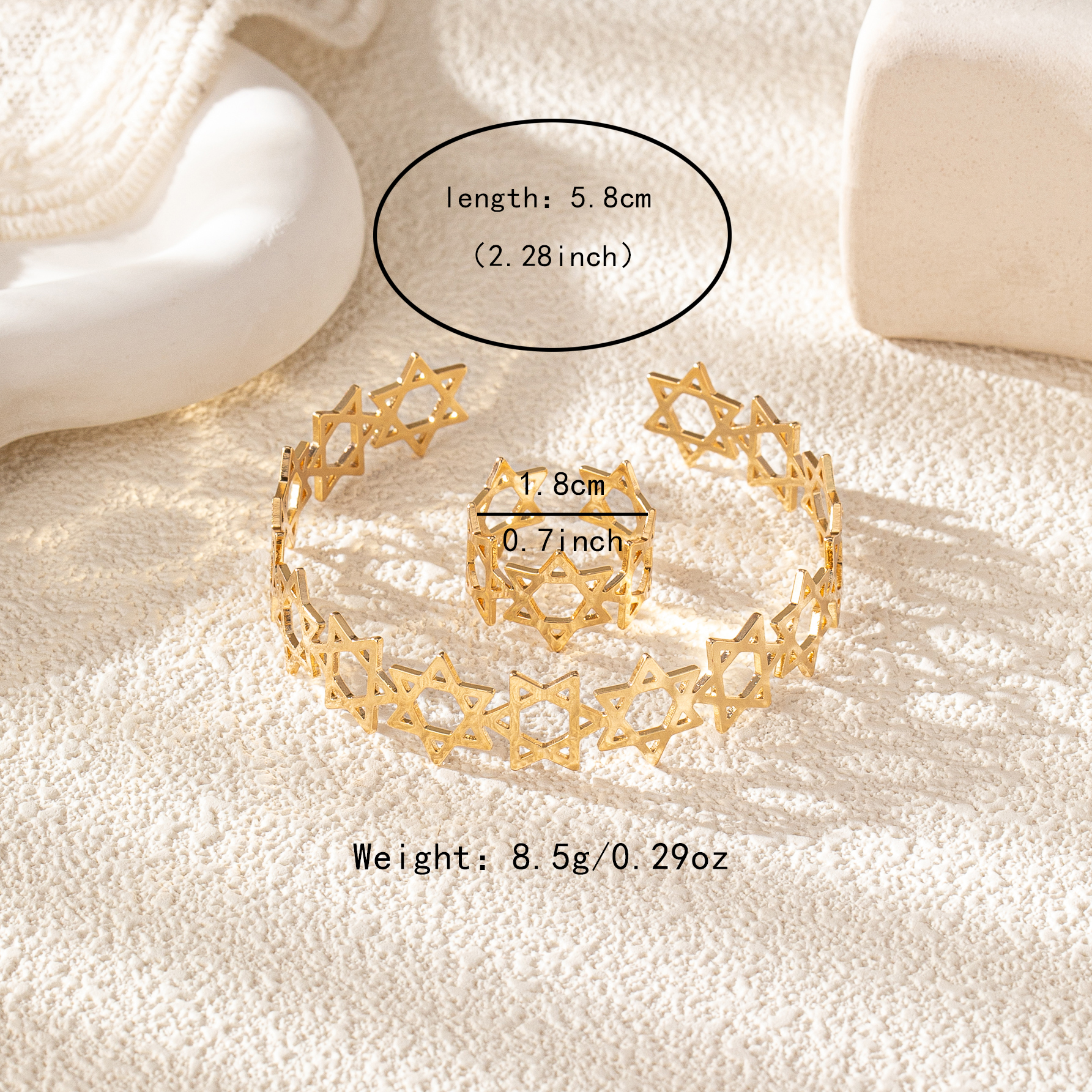 Elegant Romantic Commute Hexagram Star Alloy Wholesale Rings Bracelets Jewelry Set display picture 4