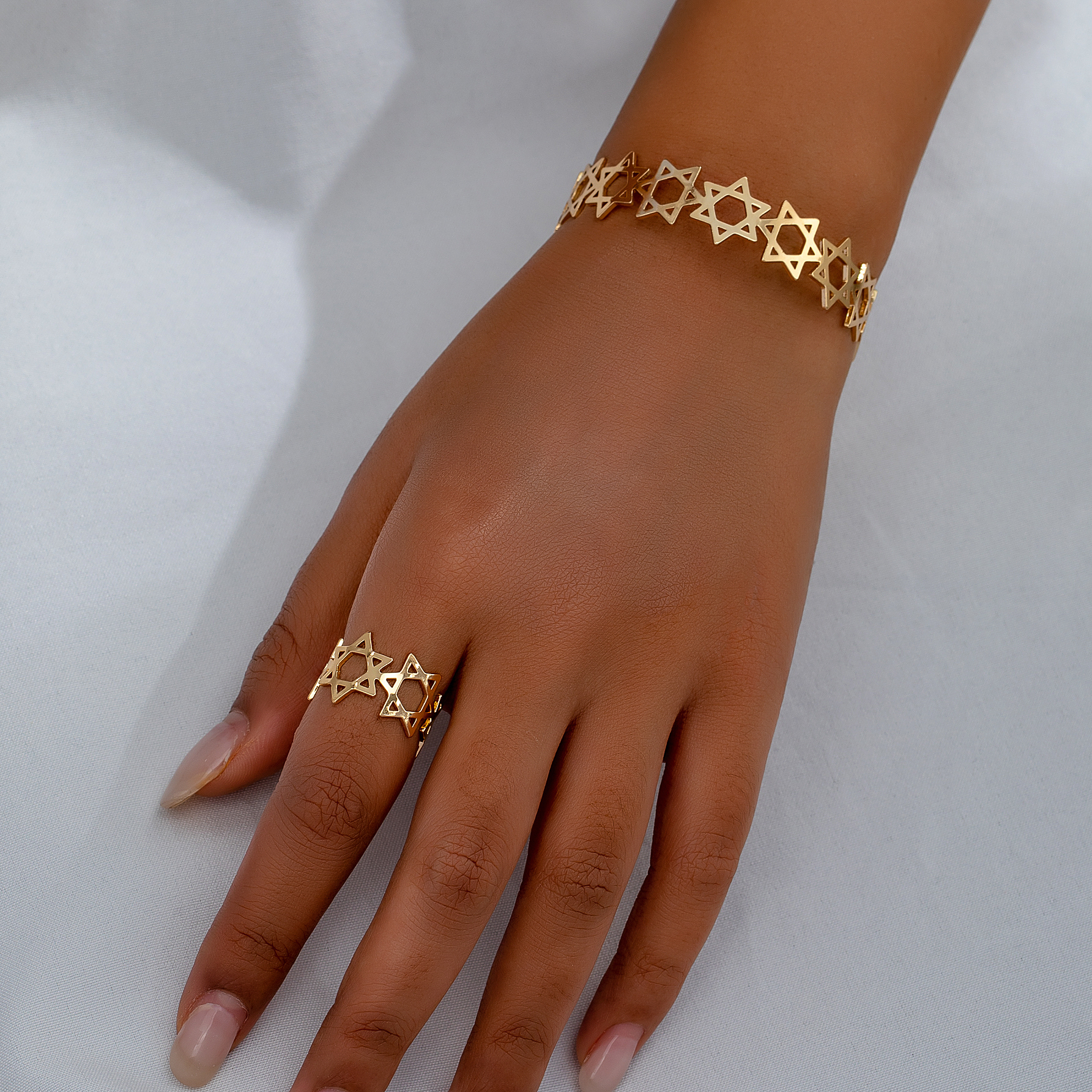 Elegant Romantic Commute Hexagram Star Alloy Wholesale Rings Bracelets Jewelry Set display picture 5
