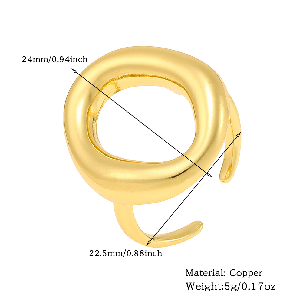 Copper Gold Plated Simple Style Classic Style Plating Solid Color Rings display picture 1