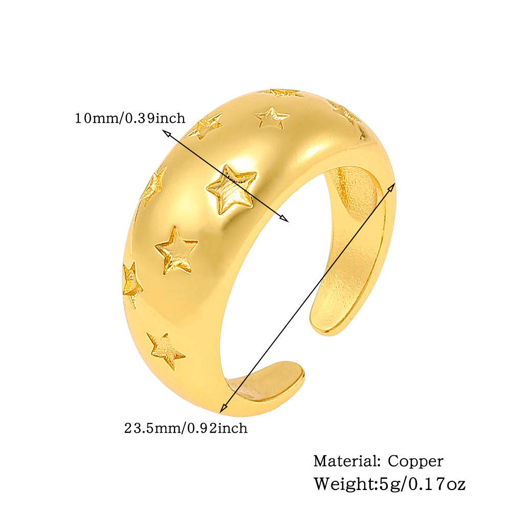 Copper Gold Plated Simple Style Classic Style Plating Solid Color Rings display picture 2