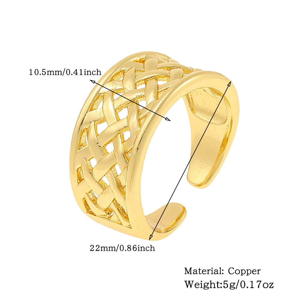 Copper Gold Plated Simple Style Classic Style Plating Solid Color Rings display picture 4