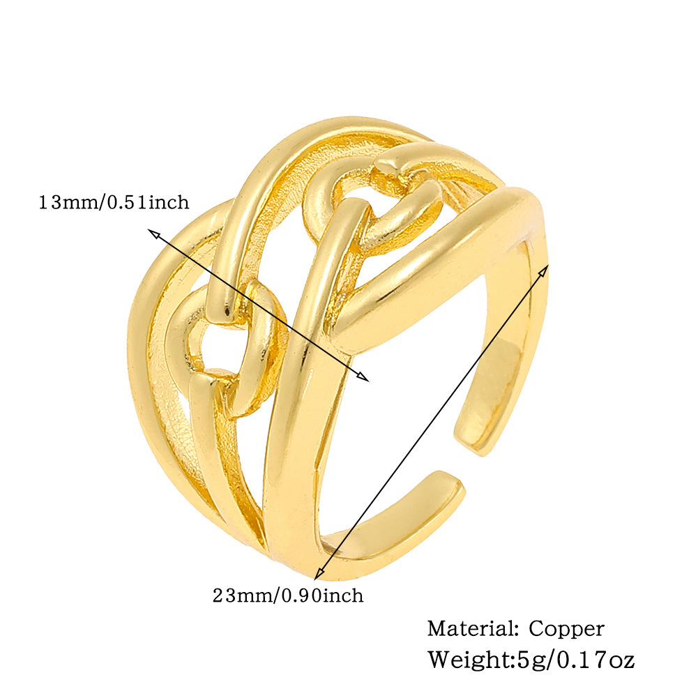 Copper Gold Plated Simple Style Classic Style Plating Solid Color Rings display picture 5