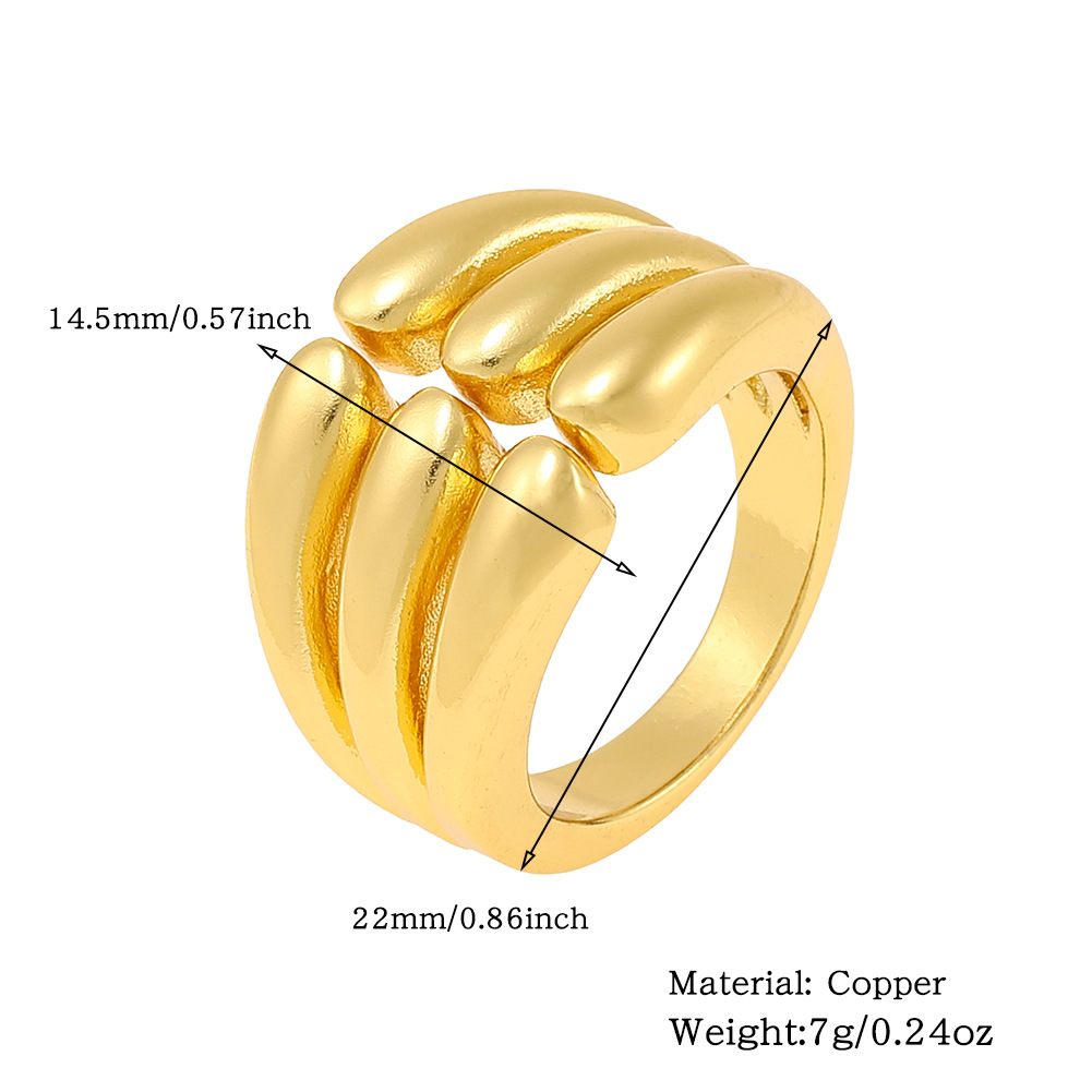 Copper Gold Plated Simple Style Classic Style Plating Solid Color Rings display picture 8